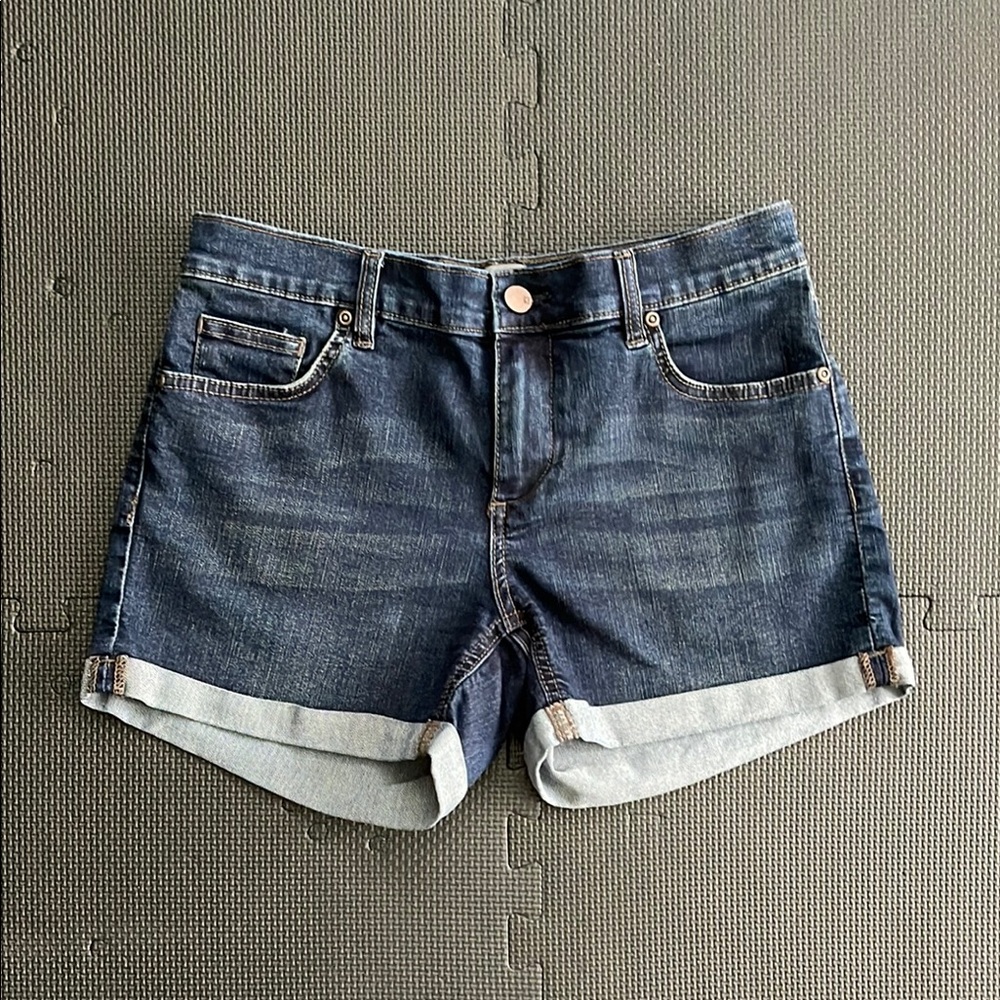 New York & Company Blue Jean Shorts with Rolled Cuffs